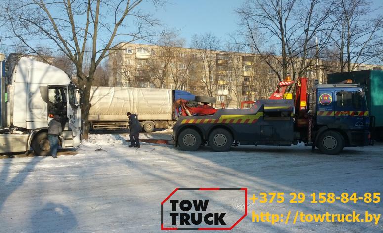 эвакуация тягача с блокированными калесами